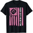 thumbnail image 1 of Tough Guys Wear Pink Breast Cancer Football American Flag T-Shirt, 1 of 3