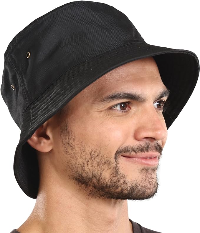 Tough Headwear Bucket Hats Unisex Fishing Beach Sun Hat Black