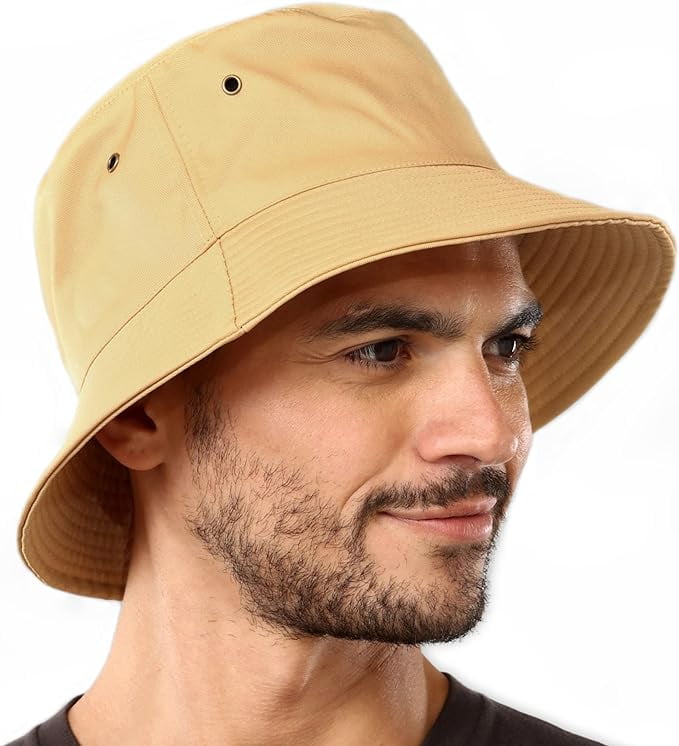 Tough Headwear Bucket Hats for Men and Women Fishing Hat Beach Sun Hat Khaki, Lightweight