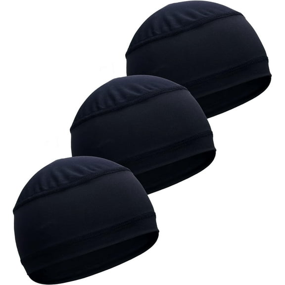 Tough Headwear Cooling, Moisture-Wicking Polyester Skull Cap Helmet Liner, Black, One Size