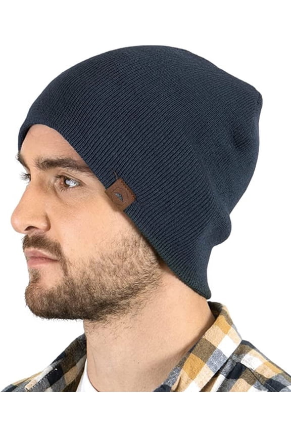 Tough Headwear Knit Beanie Winter Hats for Men and Women-Toboggan Cap for Cold Weather-Warm, Soft & Stretchy Daily Ribbed Acrylic Stocking Hat - Lightweight & Stylish Ski, Skate & Snow Caps Dark Gray