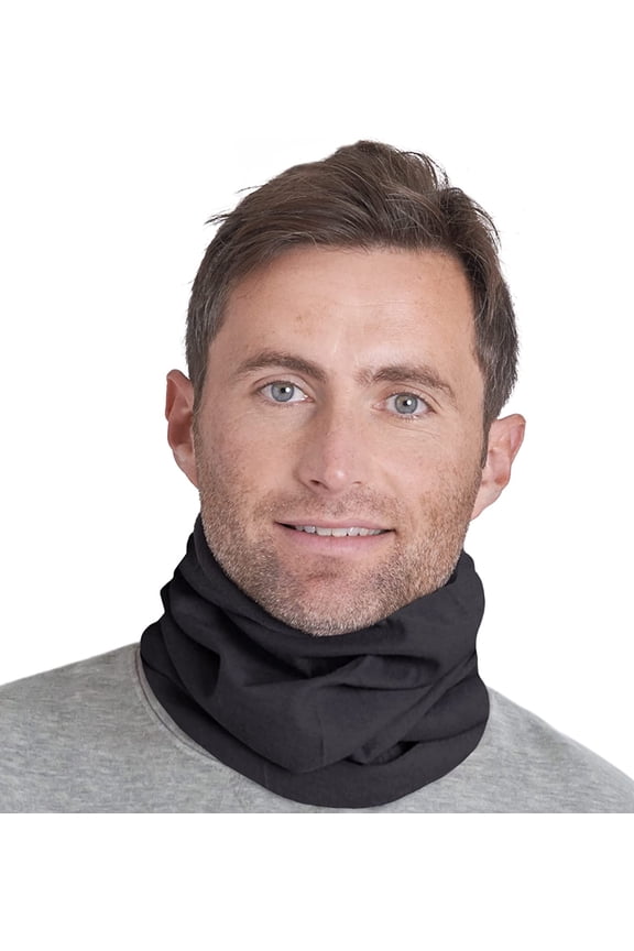 Reversible Microfiber Fleece Gaiter Tube Neck Warmer (Solids) - Black