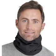 Tough Headwear Reversible Microfiber Fleece Gaiter Tube Neck Warmer (Solids) - Black