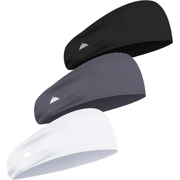 Tough Headwear Sport Headbands for Men - Workout Headbands for Women - for Running, Tennis Athletic Sweatband - Black/Gray/White, One Size