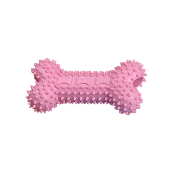 Tough Indestructible Bone Shaped Dog Chew Toy Safe TPR Material Teething Grinding Tool Stress Relief Interactive Pet Supply Pink