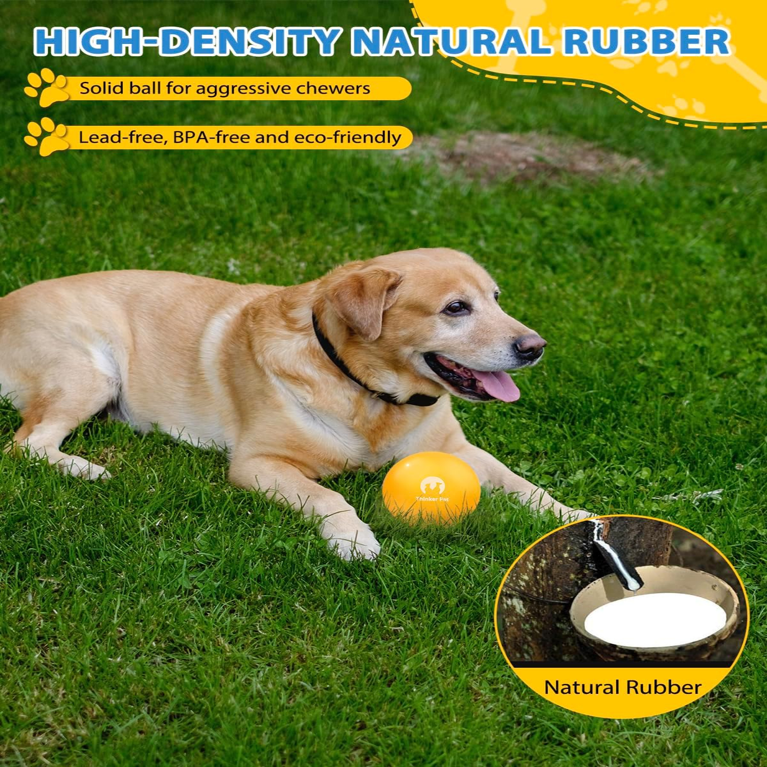 Tough and Indestructible Ultra Solid Rubber Dog Balls Long Lasting Chew Toy for Aggressive