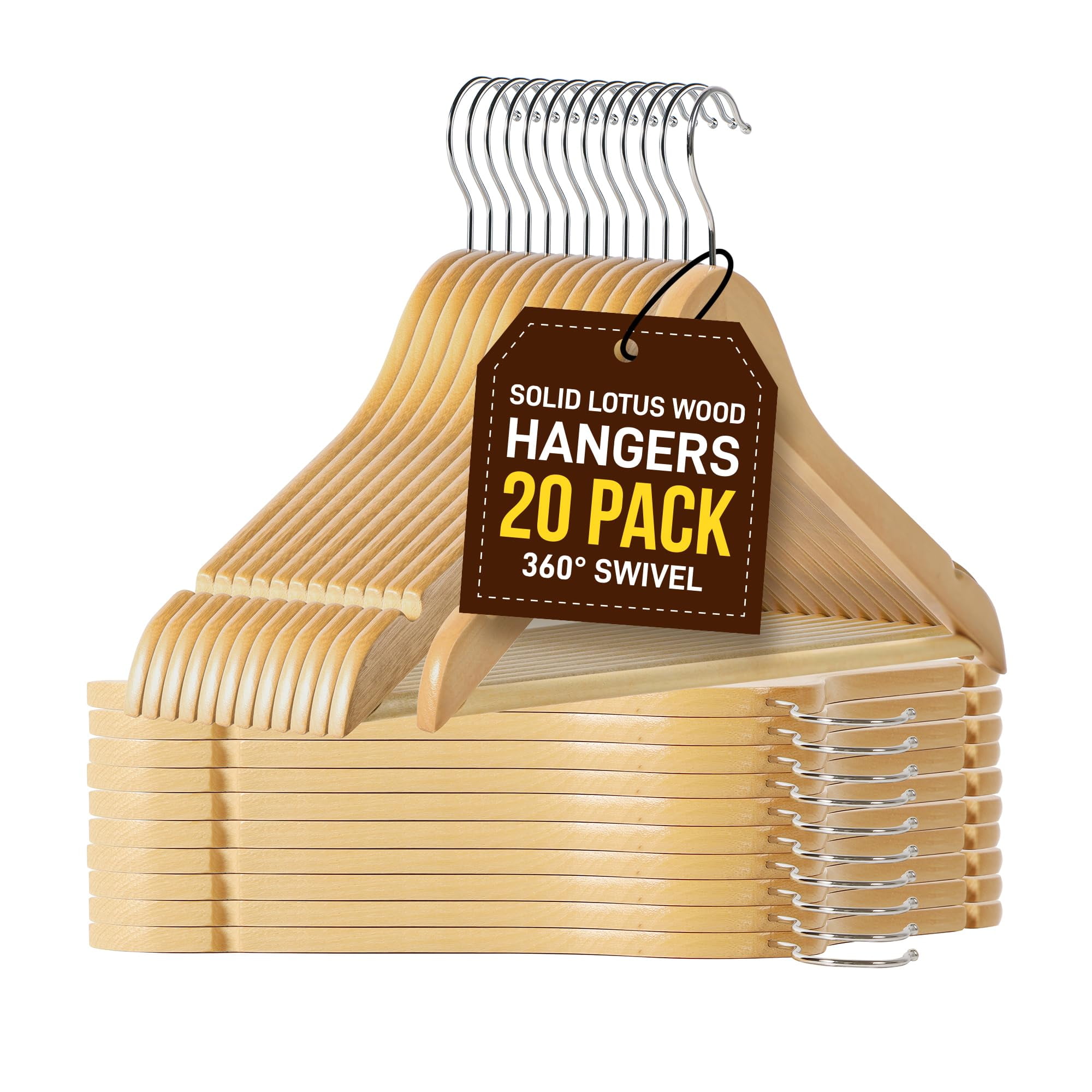 Lifemaster Tough Long Lasting Solid Maple Wooden Clothes Hangers Pack