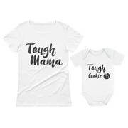 TSTARS Tough Mama Tough Cookie Mother & Son Daughter Matching Set Mom & Baby Shirts Mom White XX-Large / Baby White 18M (12-18M)