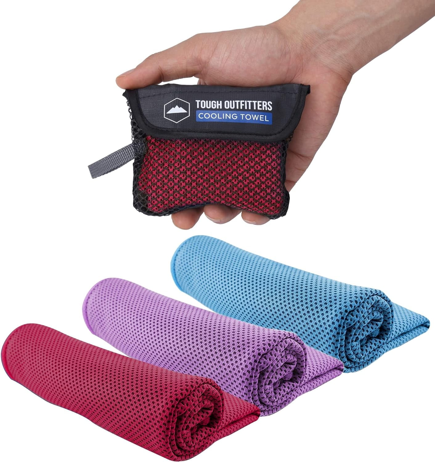 Tough Outdoors Cooling Towels 3 Pack Set, Pink, 18 x 18 inches