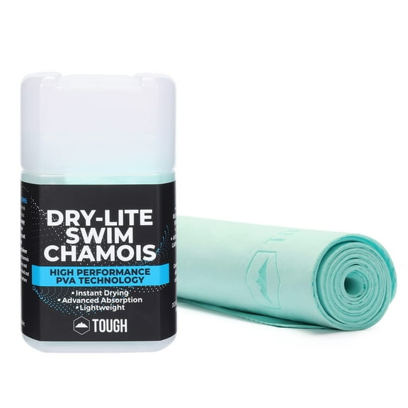 Tough Outdoors Quick Dry Swim Chamois Towel with Storage Tube, Aqua