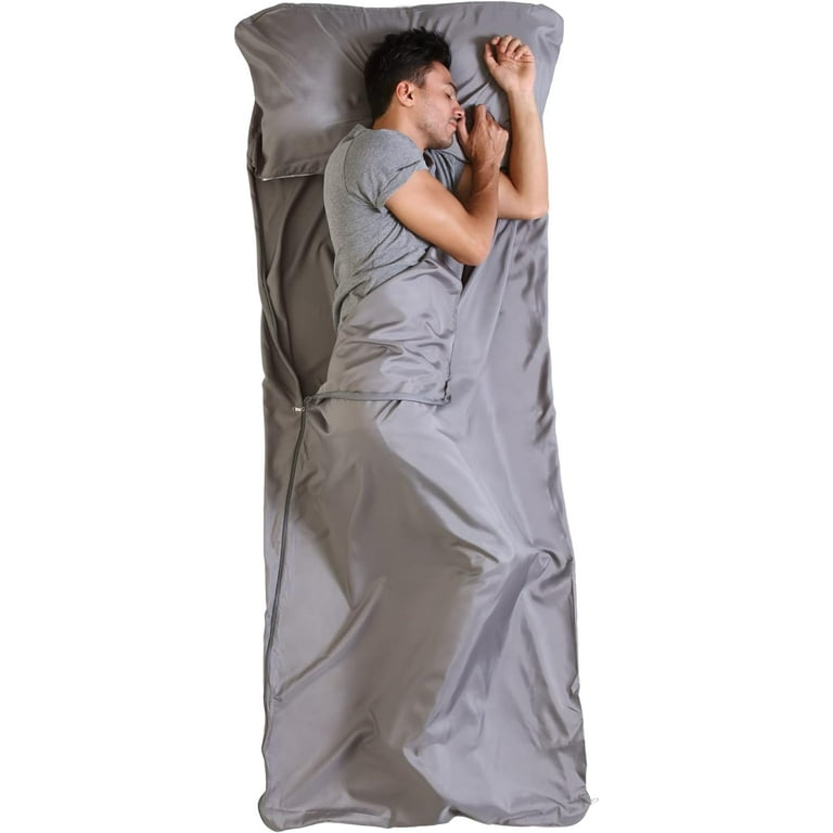 Tough Outdoors Sleeping Bag Liner Adult Sleep Sack for Backpacking Hotels Hostels Lightweight Camping Sheets Gray Walmart