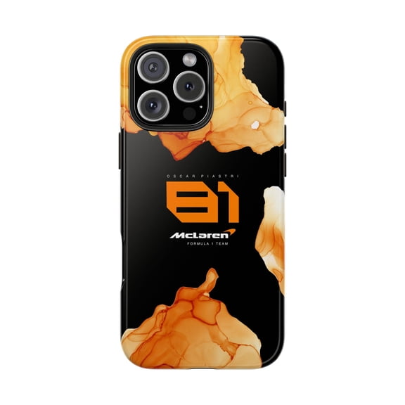 Tough Phone Case PIA 81 Black and Orange Marble Effect Design - iPhone 17e