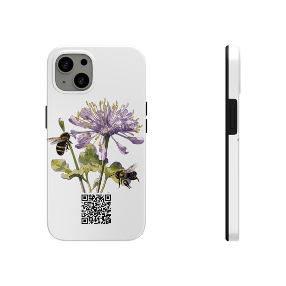 Tough Phone Cases with PingTag QR Code Wildflower Print lifetime membership
