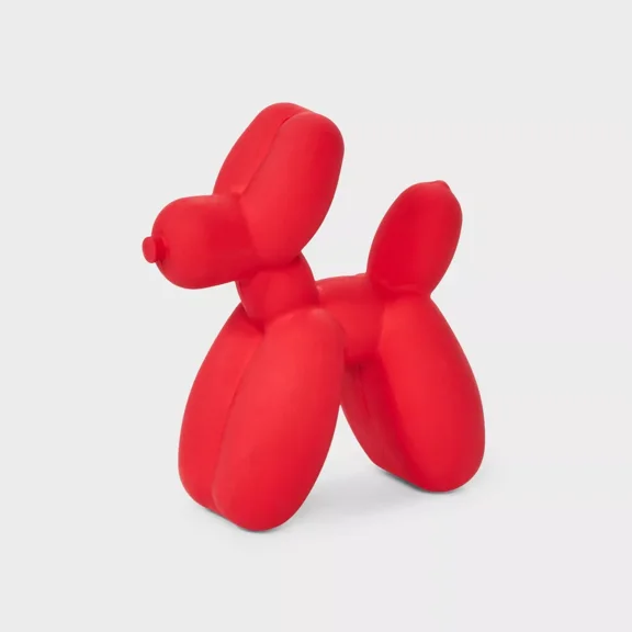 Tough Rubber Balloon Plush Dog Toy Red