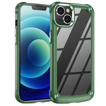 Tough Shield Snap-on Transparent Case for iPhone 15 - Green