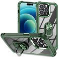 thumbnail image 1 of Tough Shield Snap-on Transparent Case with Ring Grip for iPhone 15 Pro Max - Green, 1 of 5