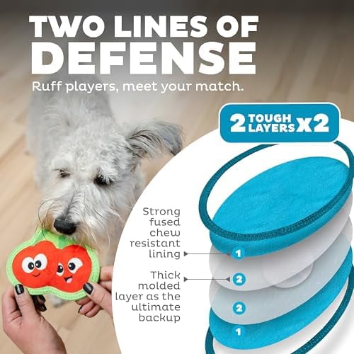 Tough Skinz Durable Squeaky Dog Toy with Two Tough Layers, Cherries, Red, Small
