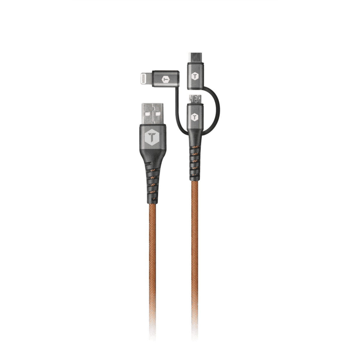Tough Tested 4 Foot 3 in 1 Charging Cable, USB A to Lightning USB C and Micro USB, Fast Charging Braided Cable for iPhone Android Tablets and Devices