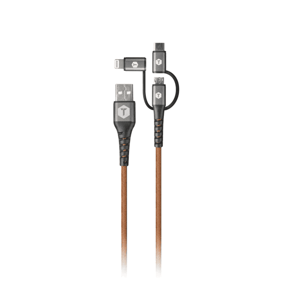 Tough Tested 4 Foot 3 in 1 Charging Cable, USB A to Lightning USB C and Micro USB, Fast Charging Braided Cable for iPhone Android Tablets and Devices
