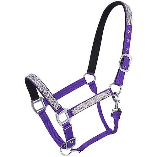 Tough1 Adj Nylon Halter w/ Crystal Accents Purple