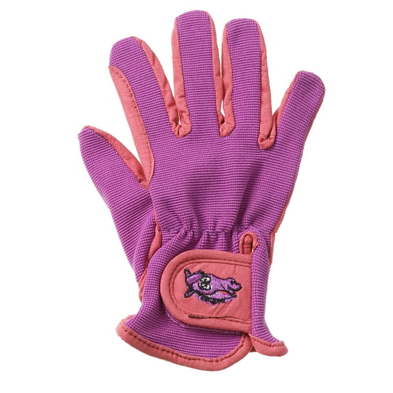 Tough1 Childs Embroidered Gloves 6-8 Coral/Laven