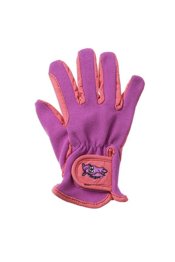 Tough1 Childs Embroidered Gloves 6-8 Coral/Laven