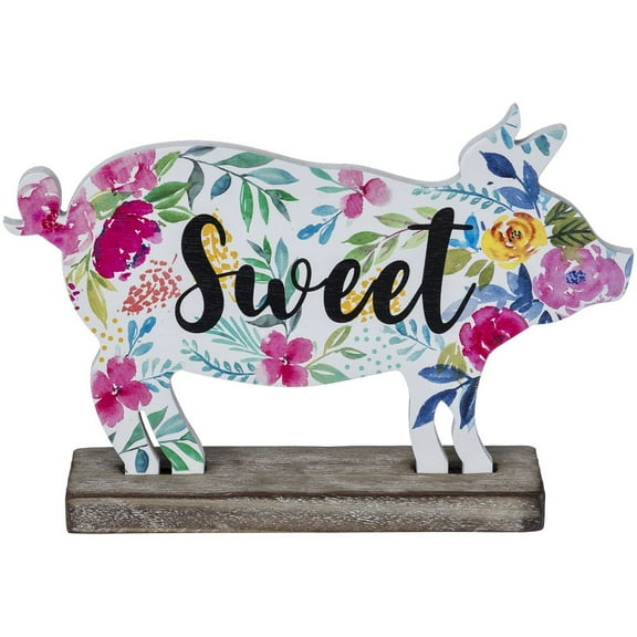 Tough1 Floral Tabletop Farm Animal Decor Pig
