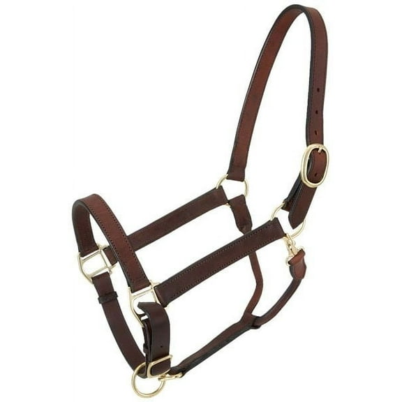 Tough1 Leather Adj Stable Halter w/Snap Pony