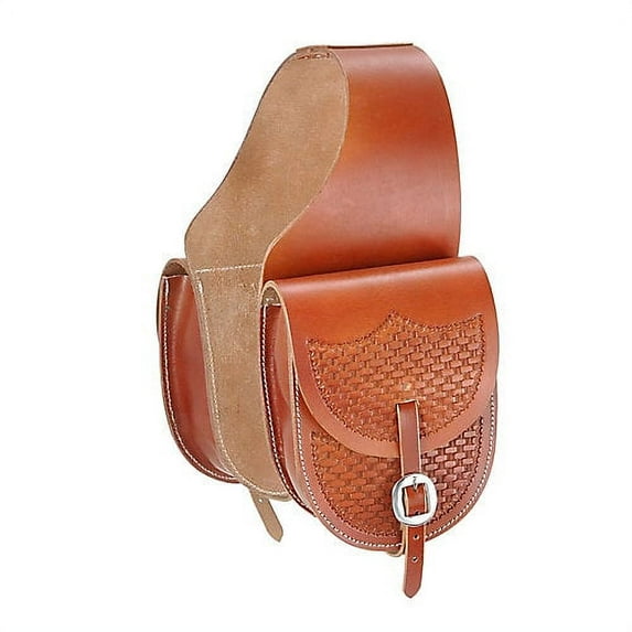 Tough 1 Saddle Bag Leather Basket Stamp Hand Tooled Medium Tan 61-9525