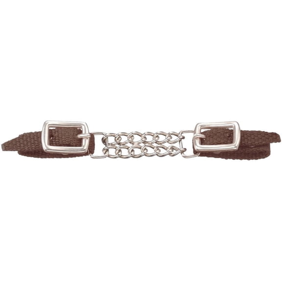 Tough1 Mini Nylon Curb Strap with Dbl Chain Brown