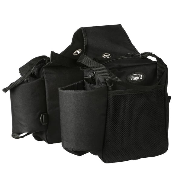 One Size Tough-1 Nylon Water Bottle Gear Carrier Saddle Bag Black