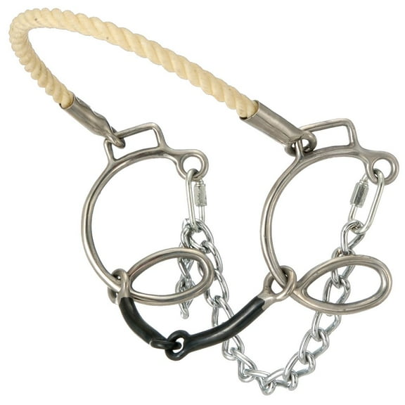 Tough1 Six Cheek Sweet Iron Snaffle with Rope Nose, 5 1/2"