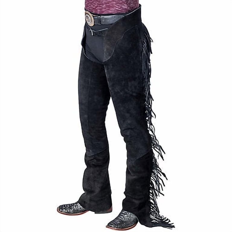 Leather Suede Fringe Detail Black Chaps Double “A” Leather Small ?media_id=10240347213763783 main image 4