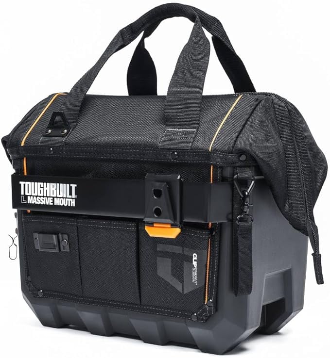 ToughBuilt ClipTech Series– 16" Massive Mouth Tool Bag, Heavy Duty Frame
