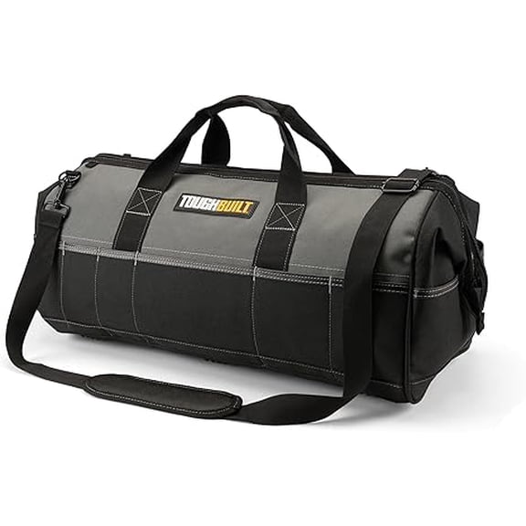 ToughBuilt 24" Builder Tool Bag, Heavy-Duty 1680D Ballistic Fabric Wide-Opening Bag with Waterproof Hard Base, Reinforced Handles, Industrial Zippers & Multi-Pocket Storage