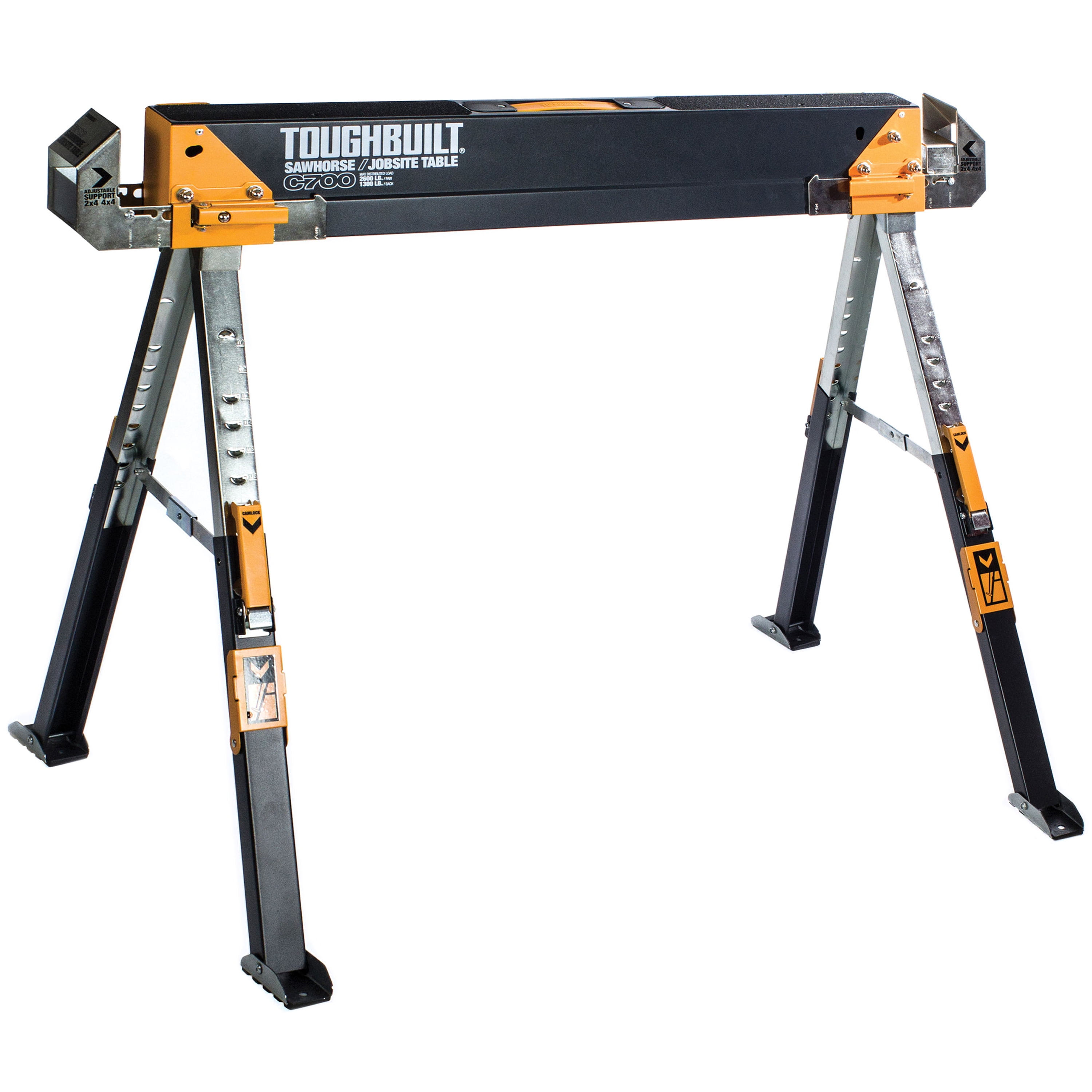 Durable ToughBuilt C700 Sawhorse Jobsite Table Steel Construction 2600 lb. Weight Capacity