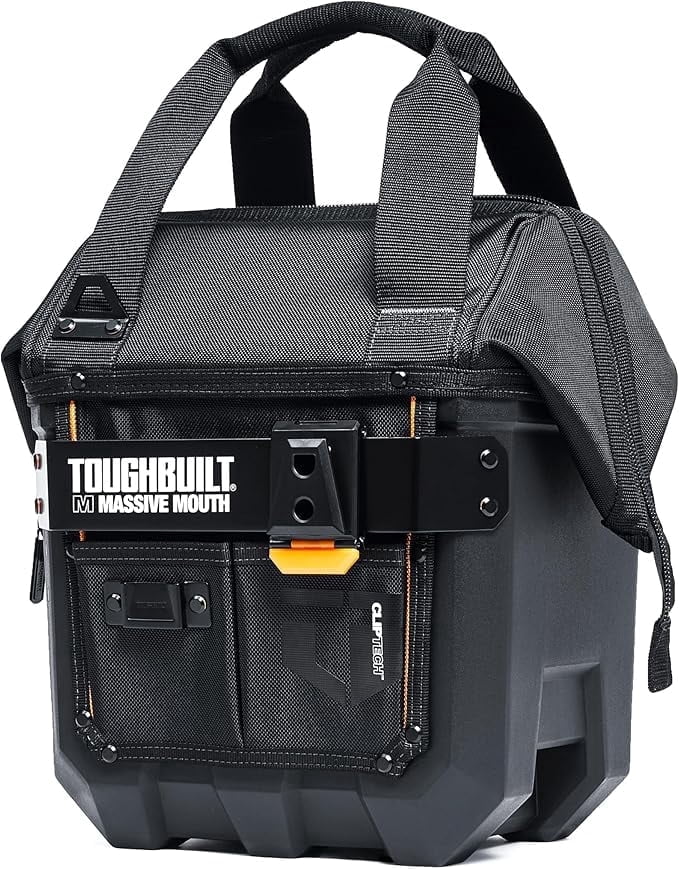 ToughBuilt - Massive Mouth 12-Inch Tool Bag, Compact Wide-Opening Tool Bag with Hard Body Construction, Reinforced Handles and 25 Pockets