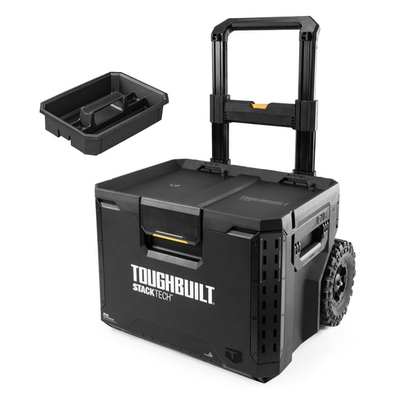 ToughBuilt Portable 2-in-1 Rolling Tool Box with Wheels & Stackable Design