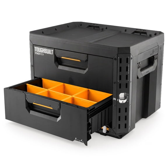 ToughBuilt StackTech 2-Drawer Locking Box, Portable Tool Storage & Equipment Organizer