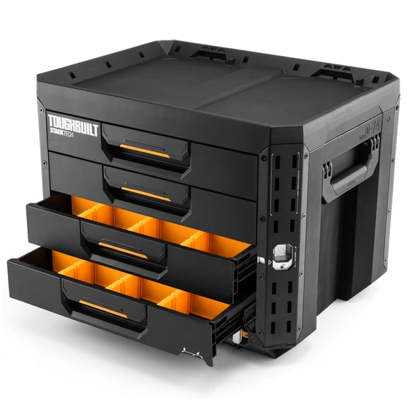 ToughBuilt StackTech 4-Drawer Locking Box, Portable Tool Storage & Equipment Organizer