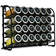 ToughHub 4 Tier Spice Rack Organiser for Cupboard & Kitchen Countertop   2-in-1 Free Standing & Wall Mounted Iron Spice Holder Rack with Non-Slip Feet, Space Saving Kitchen Storage Without Jars
