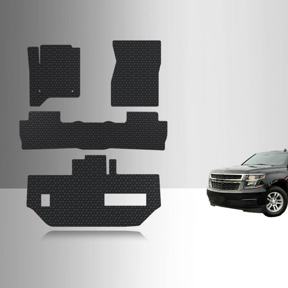 ToughPRO Front + 2nd Row + 3rd Row Mats Compatible with GMC XL 2nd Row Bench Seating 2015 2nd Row Bench Seating - All Weather Heavy Duty (Made in USA) Black Rubber