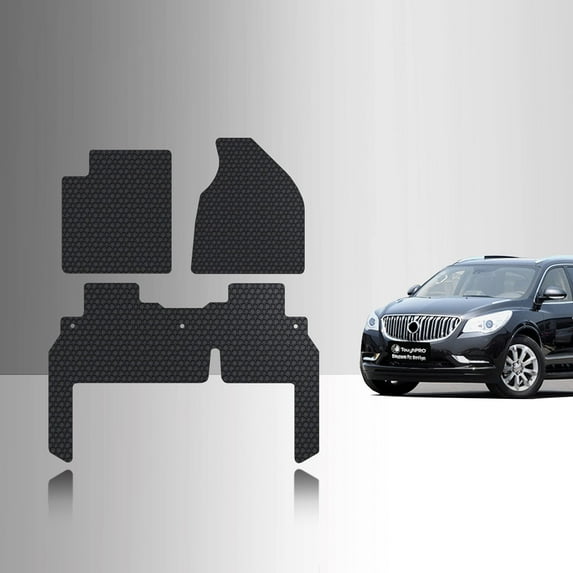 ToughPRO Front + 2nd Row Mats Compatible with Buick Enclave 2012 2nd Row Bench Seats - All Weather Heavy Duty (Made in USA) Black Rubber