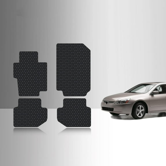 ToughPRO Front + 2nd Row Mats Compatible with Honda Accord 2003 Sedan - All Weather Heavy Duty (Made in USA) Black Rubber