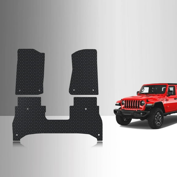 ToughPRO Front + 2nd Row Mats Compatible with Jeep Gladiator 2020 - All Weather Heavy Duty (Made in USA) Black Rubber