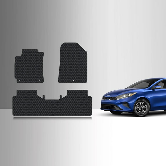 ToughPRO Front + 2nd Row Mats Compatible with KIA Forte 2019 - All Weather Heavy Duty (Made in USA) Black Rubber
