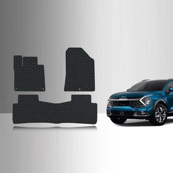 ToughPRO Front + 2nd Row Mats Compatible with KIA Sportage 2023 Plug-in Hybrid - All Weather Heavy Duty (Made in USA) Black Rubber