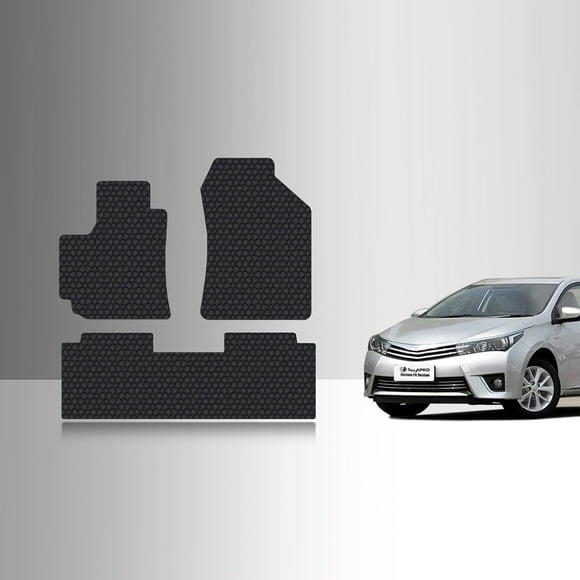 ToughPRO Front + 2nd Row Mats Compatible with Toyota Corolla 2017 Sedan - All Weather Heavy Duty (Made in USA) Black Rubber