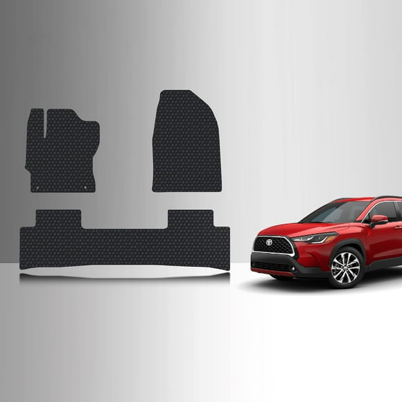 ToughPRO Front + 2nd Row Mats Compatible with Toyota Corolla Cross 2025 AWD - All Weather Heavy Duty (Made in USA) Black Rubber