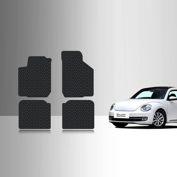 ToughPRO Front + 2nd Row Mats Compatible with Volkswagen Beetle 1999 - All Weather Heavy Duty (Made in USA) Black Rubber